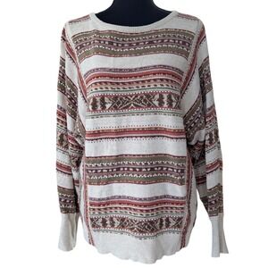 Chaps Knit Sweater Women L Cream Grandpacore Vintage Inspired Fall Cozy Heritage